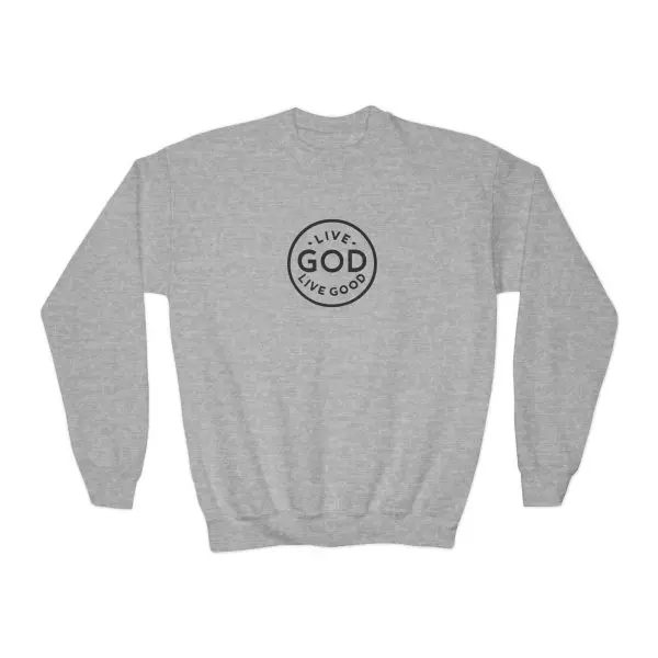 Heavy Kids Crewneck Sweatshirt LIVE GOD LIVE GOOD TM - Image 3
