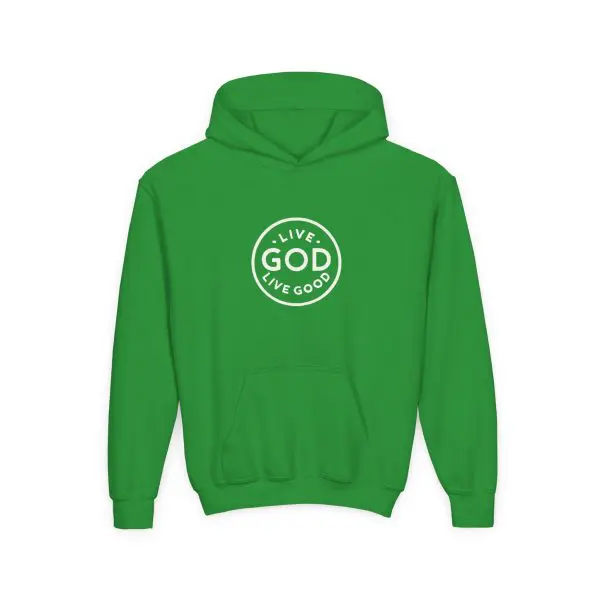 Kids Heavy Blend Hooded Sweatshirt LIVE GOD LIVE GOOD TM - Image 11