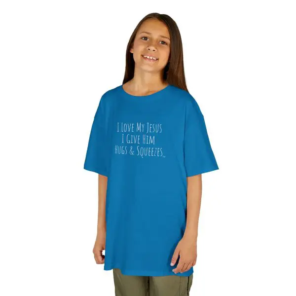 I Love My Jesus I Give Him Hugs & Squeezes Kids Heavy Cotton Tee TM - Image 10