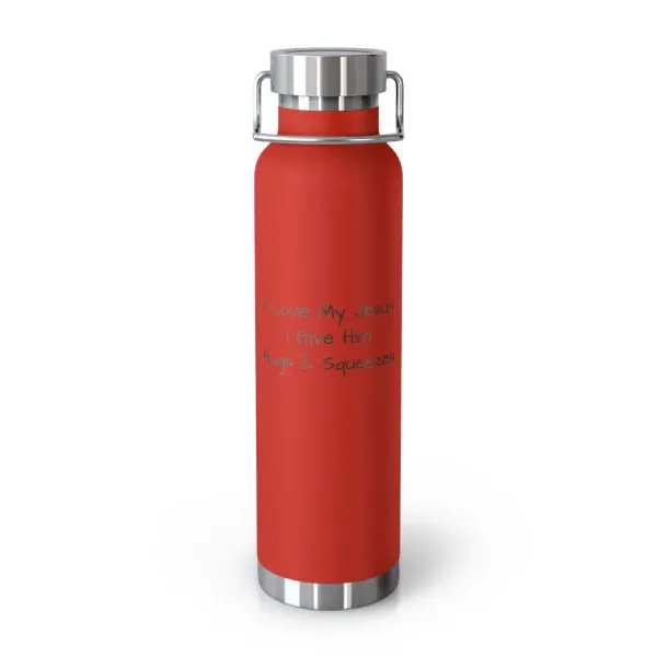 Copper Vacuum Insulated Bottle, 22oz I Love My Jesus I Give Him Hugs & Squeezes Black Letters TM - Image 3