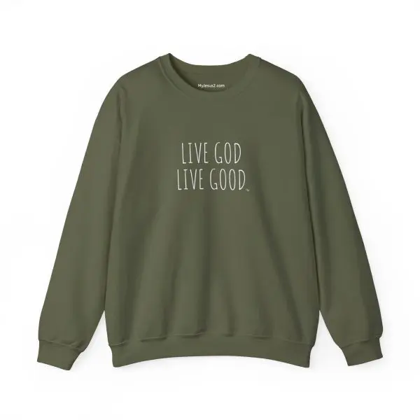 Unisex Heavy Blend Crewneck Sweatshirt LIVE GOD LIVE GOOD TM - Image 7
