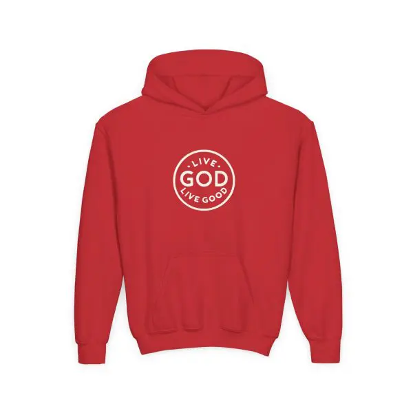 Kids Heavy Blend Hooded Sweatshirt LIVE GOD LIVE GOOD TM - Image 23