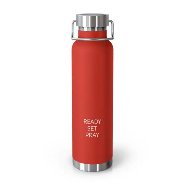 Copper Vacuum Insulated Bottle, 22oz READY SET PRAY White Letters TM - Image 2