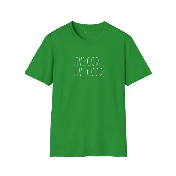 LIVE GOD LIVE GOOD Unisex Softstyle T-Shirt White Letters TM - Image 3