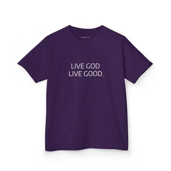 LIVE GOD LIVE GOOD Kids Heavy Cotton Tee White Letters TM - Image 8