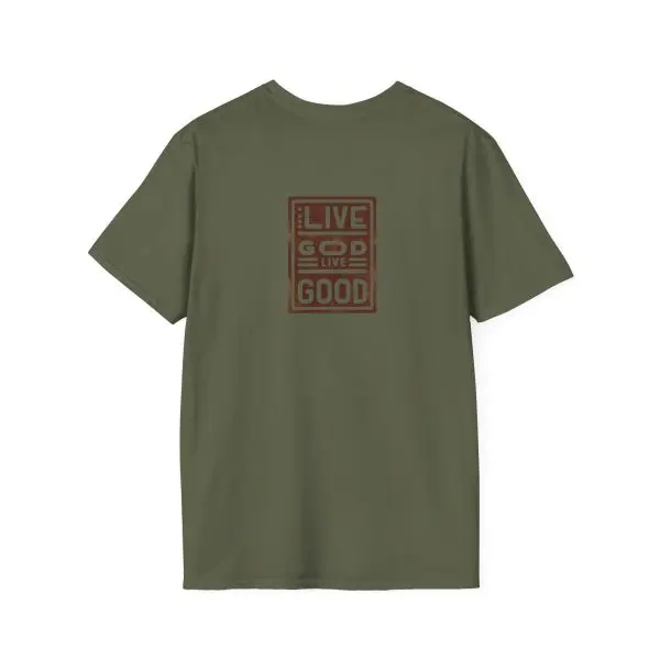 LIVE GOD LIVE GOOD w/ Picture On Back Unisex Softstyle T-Shirt TM - Image 8