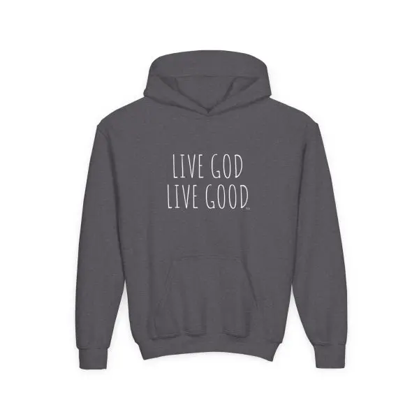 Heavy Blend Kids Hooded Sweatshirt LIVE GOD LIVE GOOD TM - Image 4