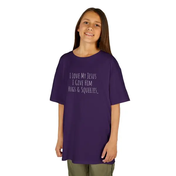I Love My Jesus I Give Him Hugs & Squeezes Kids Heavy Cotton Tee TM - Image 14
