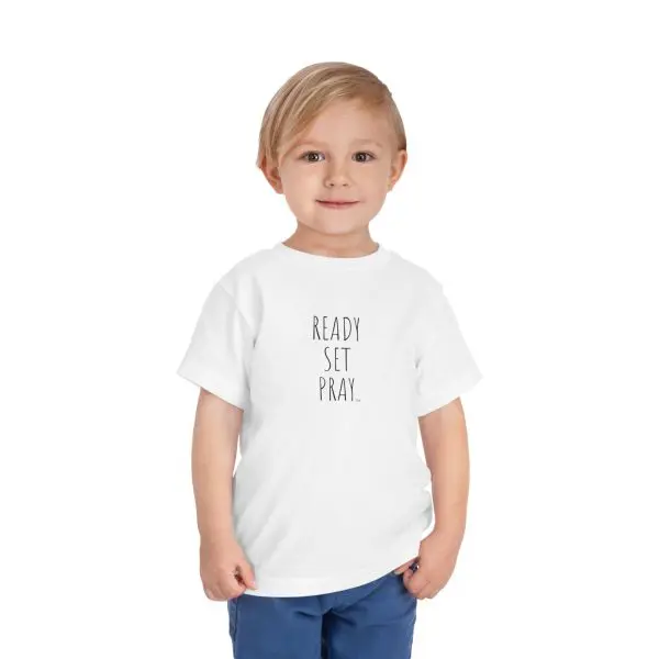 READY SET PRAY Toddler Short Sleeve Tee Black Letters TM - Image 5