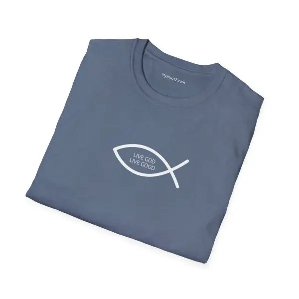 LIVE GOD LIVE GOOD Unisex Softstyle T-Shirt White Letters TM - Image 14