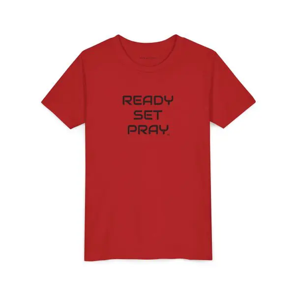 READY SET PRAY Youth Short Sleeve Tee Black Letters TM - Image 2