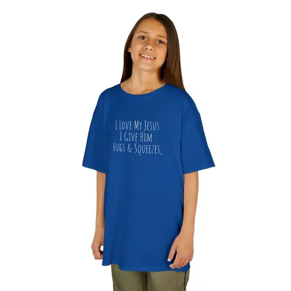 I Love My Jesus I Give Him Hugs & Squeezes Kids Heavy Cotton Tee TM - Image 12