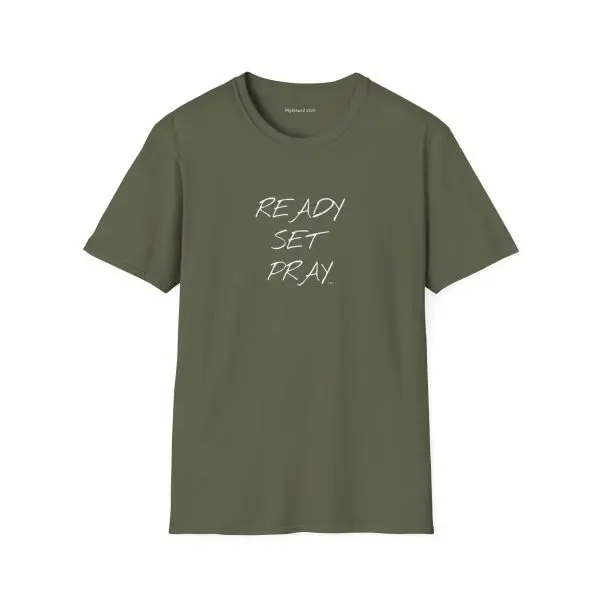 READY SET PRAY Unisex Softstyle T-Shirt White Letters TM - Image 5