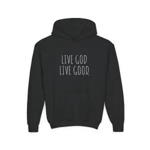 Heavy Blend Kids Hooded Sweatshirt LIVE GOD LIVE GOOD TM