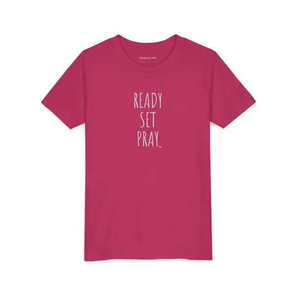 READY SET PRAY Youth Short Sleeve Tee White Letters TM - Image 8