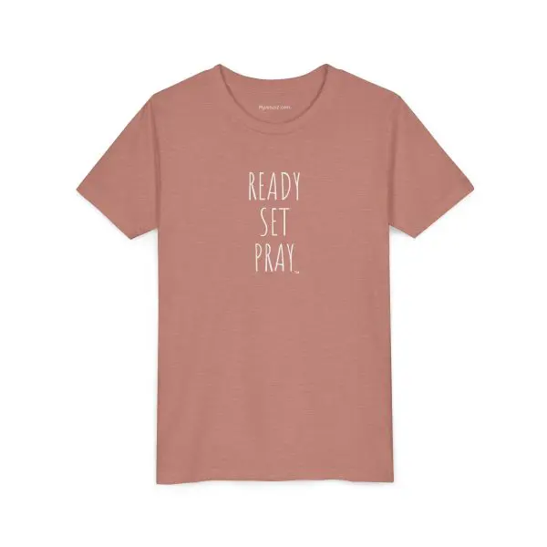 READY SET PRAY Youth Short Sleeve Tee White Letters TM - Image 11