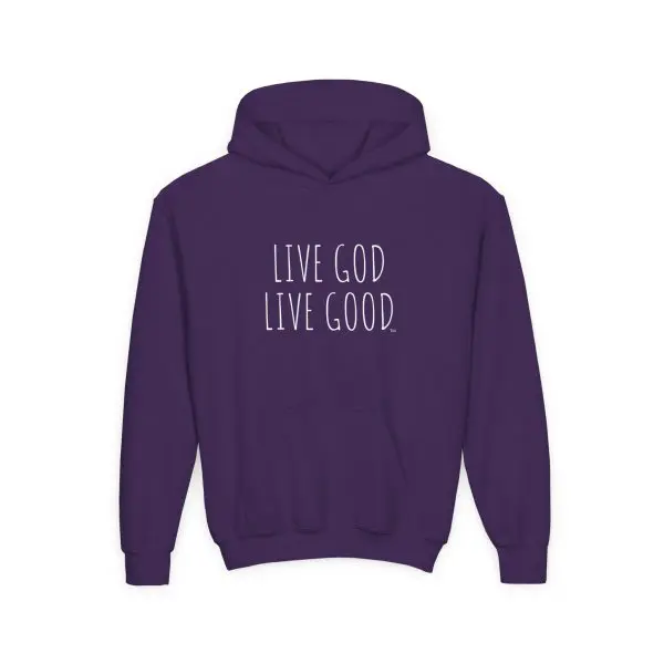 Heavy Blend Kids Hooded Sweatshirt LIVE GOD LIVE GOOD TM - Image 7