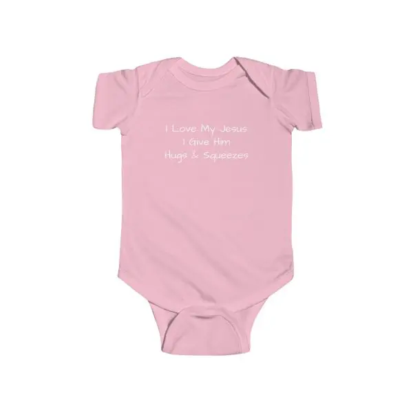 Infant Fine Jersey Bodysuit I Love My Jesus I Give Him Hugs & Squeezes White Letters TM - Image 13