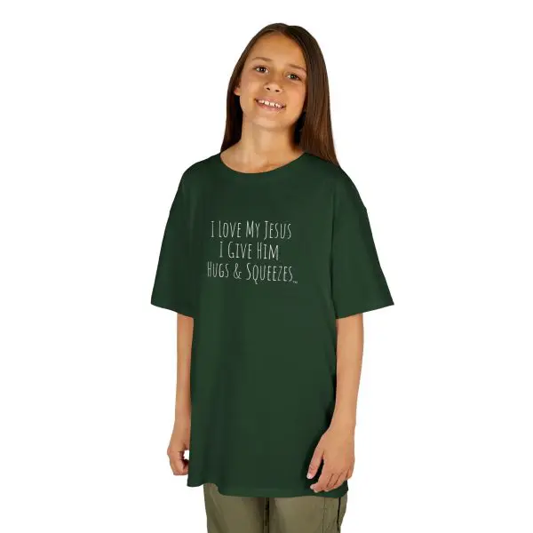 I Love My Jesus I Give Him Hugs & Squeezes Kids Heavy Cotton Tee TM - Image 6