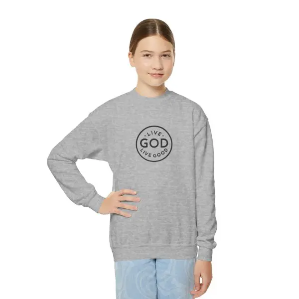 Heavy Kids Crewneck Sweatshirt LIVE GOD LIVE GOOD TM - Image 4