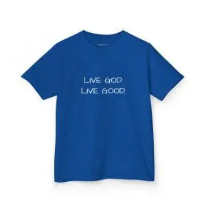 LIVE GOD LIVE GOOD Kids Heavy Cotton Tee White Letters TM