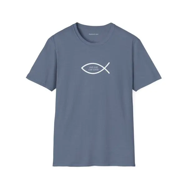 LIVE GOD LIVE GOOD Unisex Softstyle T-Shirt White Letters TM - Image 13