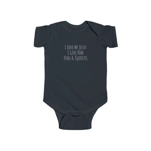 Infant Fine Jersey Bodysuit I Love My Jesus I Give Him Hugs & Squeezes White letters TM - Image 10
