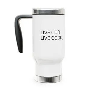Cup Stainless Steel Travel Mug with Handle, 14oz LIVE GOD LIVE GOOD TM