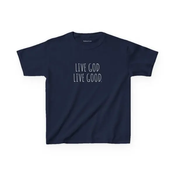 LIVE GOD LIVE GOOD Kids Heavy Cotton Tee White Letters TM - Image 7