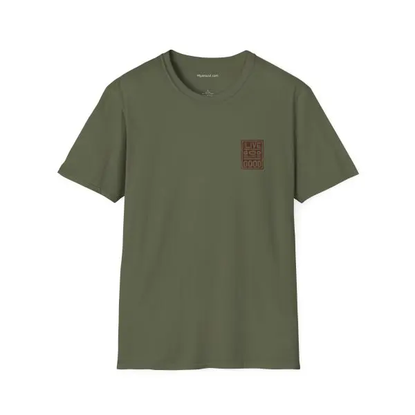 LIVE GOD LIVE GOOD w/ Picture On Back Unisex Softstyle T-Shirt TM - Image 7