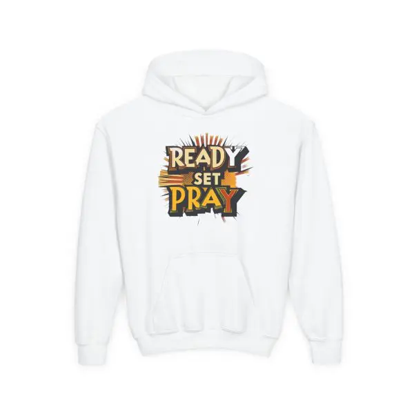 Heavy Blend Kids Hooded Sweatshirt READY SET PRAY TM - Image 3