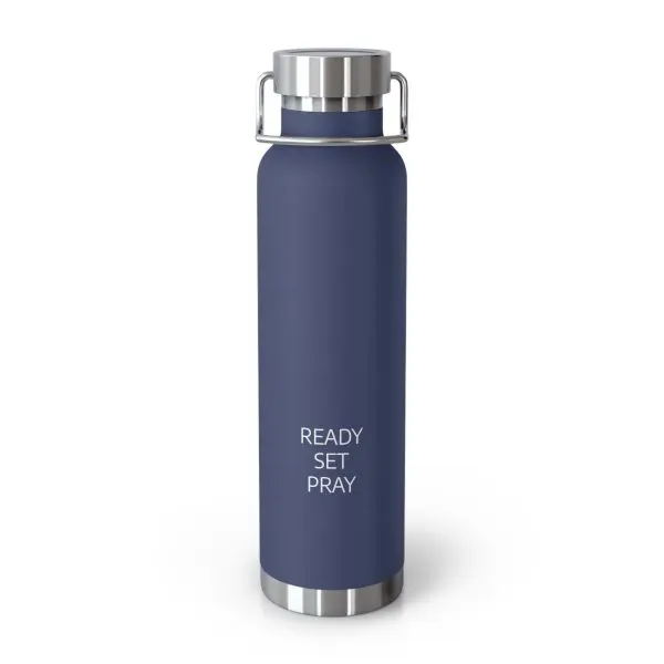 Copper Vacuum Insulated Bottle, 22oz READY SET PRAY White Letters TM - Image 7