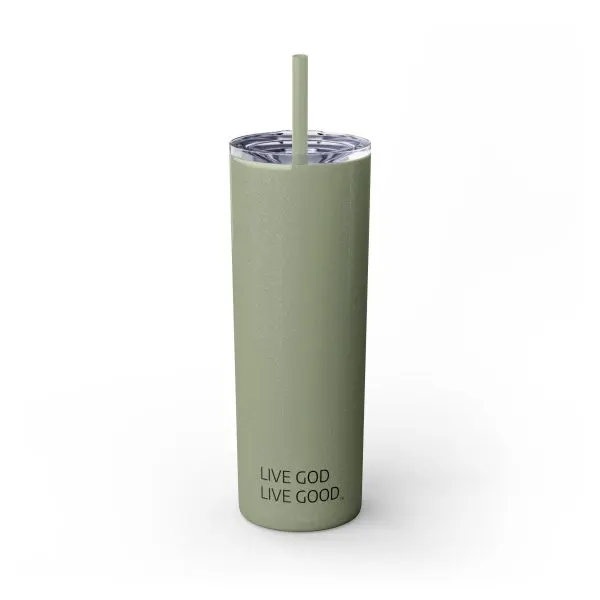 Cup Skinny Tumbler with Straw, 20oz LIVE GOD LIVE GOOD TM - Image 17