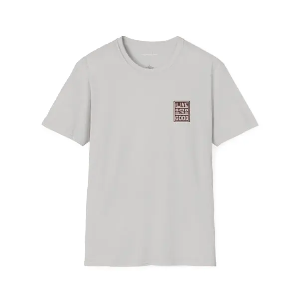 LIVE GOD LIVE GOOD w/ Picture On Back Unisex Softstyle T-Shirt TM - Image 3