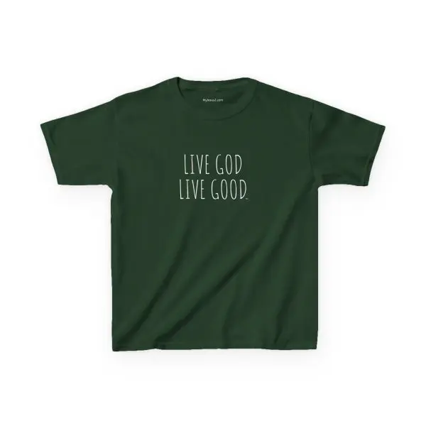 LIVE GOD LIVE GOOD Kids Heavy Cotton Tee White Letters TM - Image 5