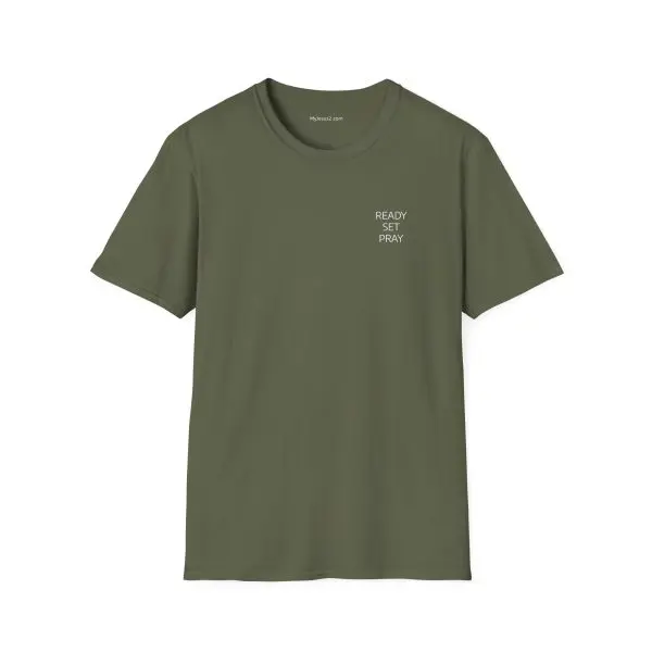 READY SET PRAY w/ Picture On Back Unisex Softstyle T-Shirt TM - Image 7