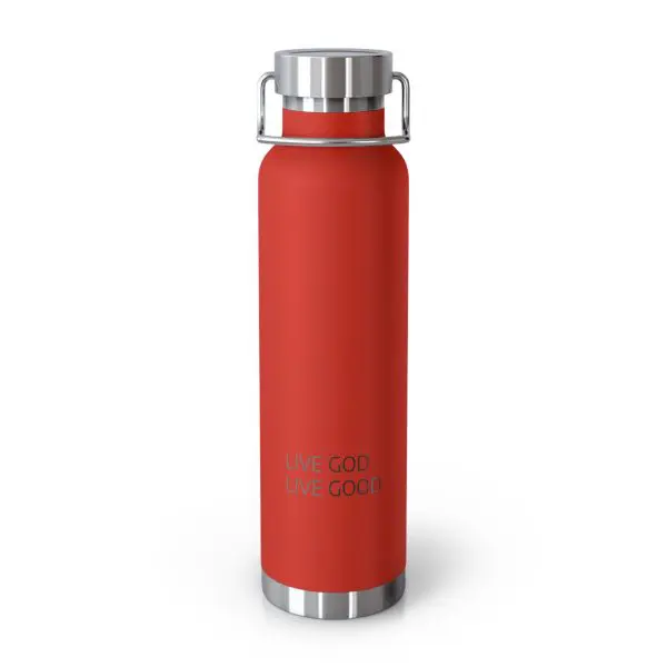 Copper Vacuum Insulated Bottle, 22oz LIVE GOD LIVE GOOD Black Letters TM - Image 2