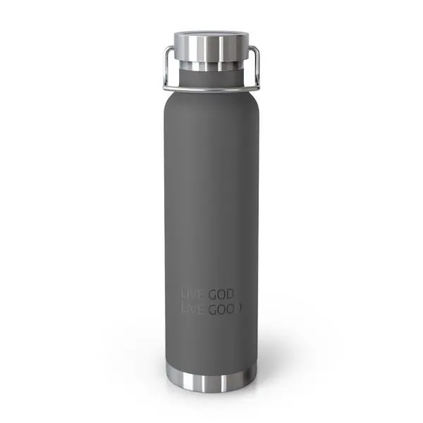 Copper Vacuum Insulated Bottle, 22oz LIVE GOD LIVE GOOD Black Letters TM - Image 3