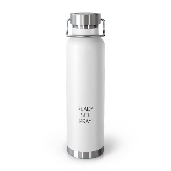 Copper Vacuum Insulated Bottle, 22oz READY SET PRAY Black Letters TM - Image 2