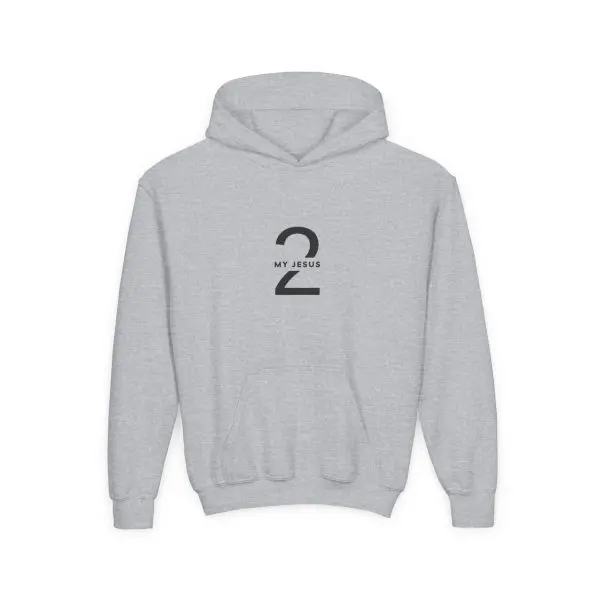 Heavy Blend Kids Hooded Sweatshirt My Jesus 2 Logo TM - Image 2