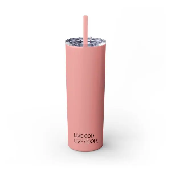 Cup Skinny Tumbler with Straw, 20oz LIVE GOD LIVE GOOD TM - Image 3