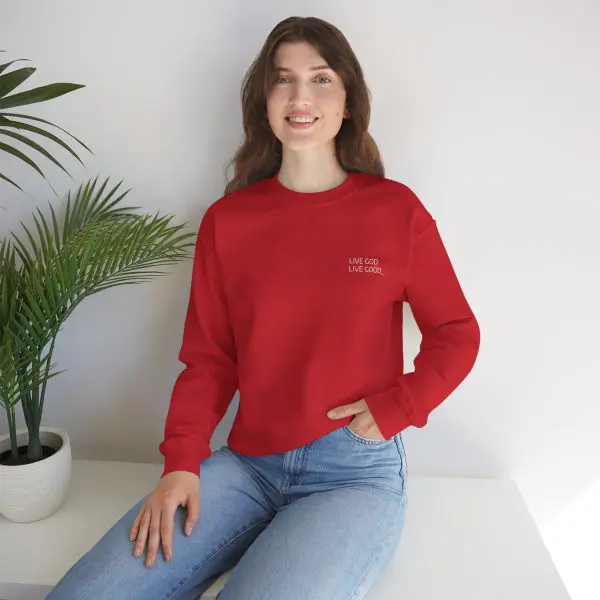 Unisex Heavy Blend Crewneck Sweatshirt LIVE GOD LIVE GOOD TM - Image 7