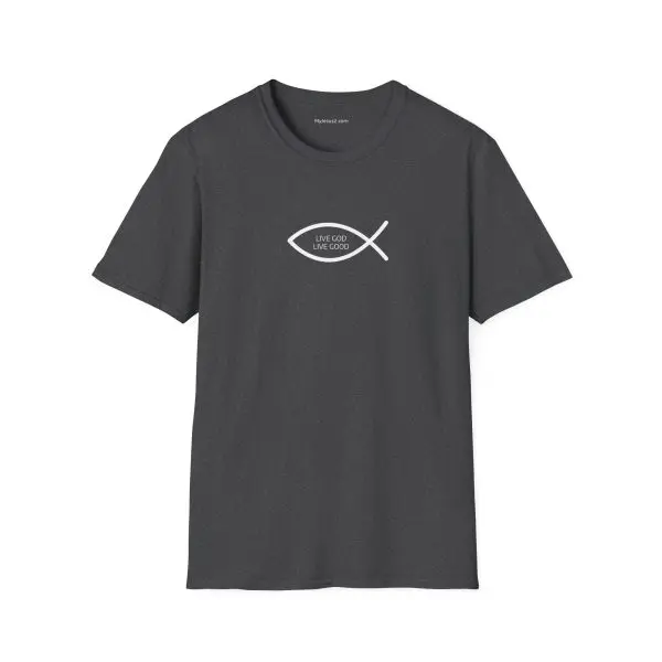 LIVE GOD LIVE GOOD Unisex Softstyle T-Shirt White Letters TM - Image 11
