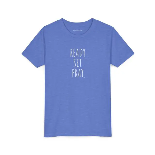 READY SET PRAY Youth Short Sleeve Tee White Letters TM - Image 6