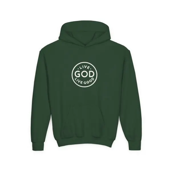 Kids Heavy Blend Hooded Sweatshirt LIVE GOD LIVE GOOD TM - Image 9