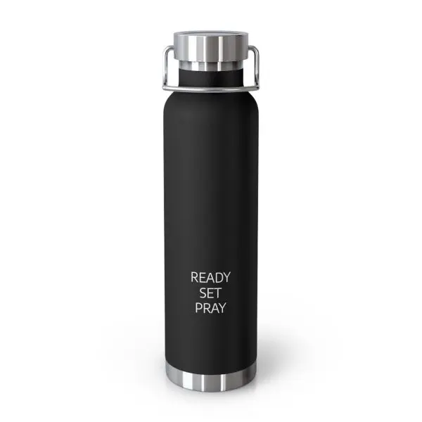 Copper Vacuum Insulated Bottle, 22oz READY SET PRAY White Letters TM - Image 4