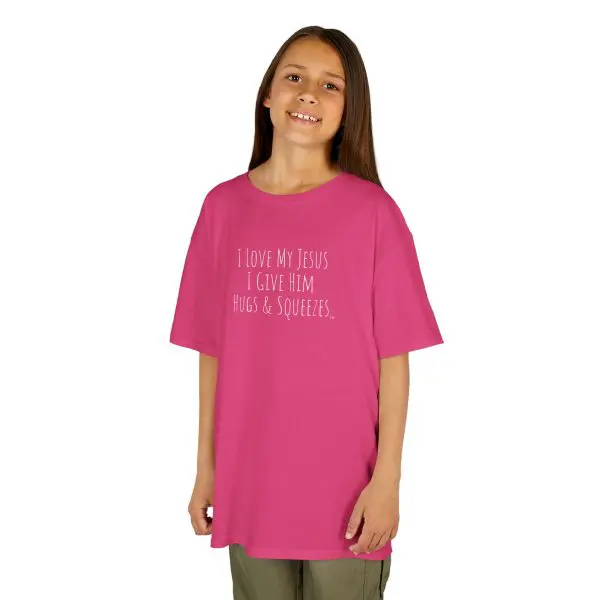 I Love My Jesus I Give Him Hugs & Squeezes Kids Heavy Cotton Tee TM - Image 16