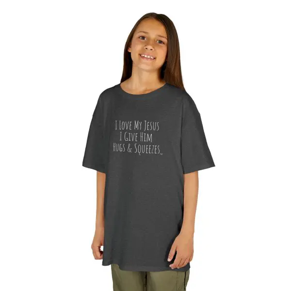 I Love My Jesus I Give Him Hugs & Squeezes Kids Heavy Cotton Tee TM - Image 8