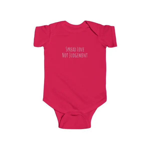 Infant Fine Jersey Bodysuit Spread Love Not Judgement White Letters TM - Image 25