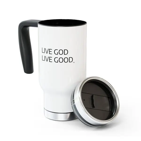 Cup Stainless Steel Travel Mug with Handle, 14oz LIVE GOD LIVE GOOD TM - Image 2